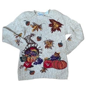 Vintage White Stag Autumn Harvest Halloween Sweater